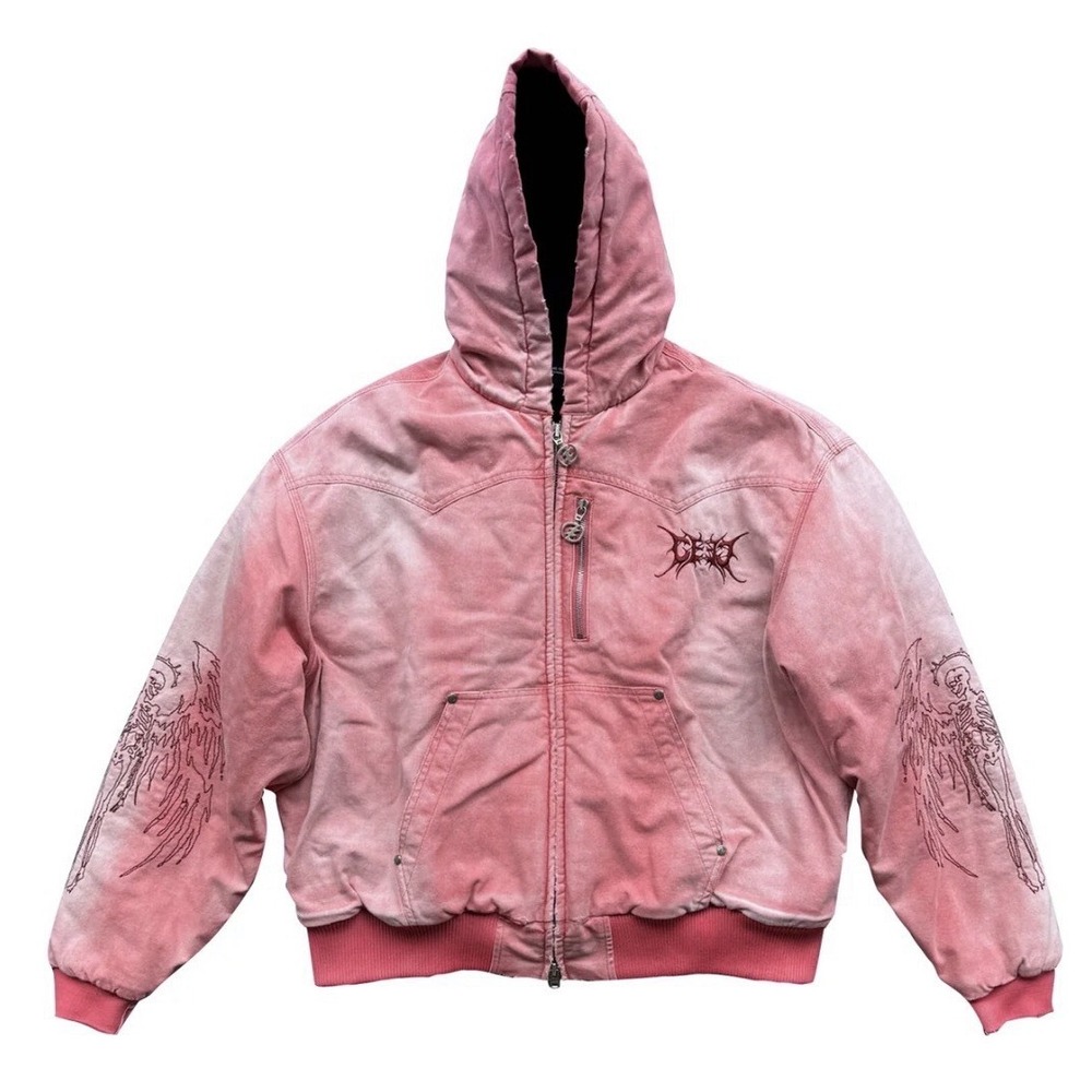 NEW C.E.E.C. LA Skull Angel Quilted CEEC Hooded Zipped Jacket retail $550 L